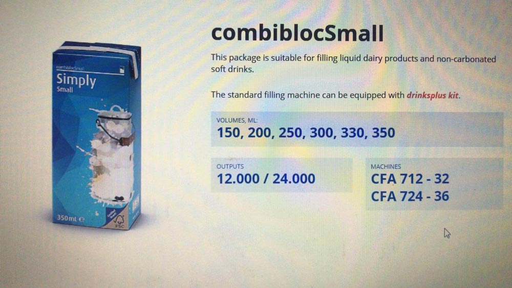 SIG COMBIBLOC Typ CFA 712-32 Komplette Getränkeproduktionsabfüllanlage für Säfte, Milch, Wasser, Sof zu verkaufen