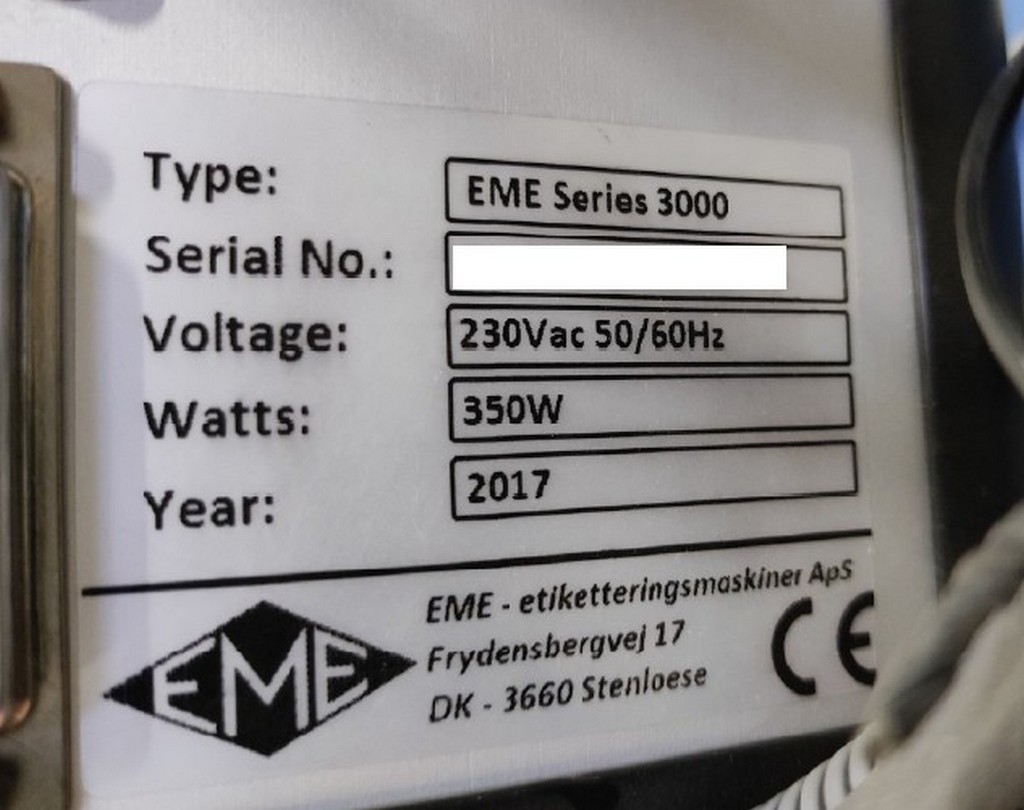 eMatrix EME Series 3000-V2 label machine with conveyor belt for sale