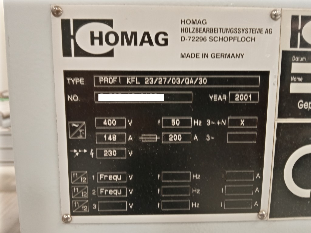 HOMAG PROF I KFL 23/27/03/QA/30 edge banding machine for sale