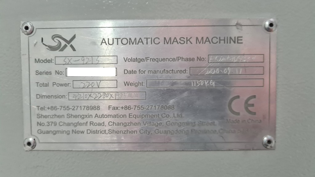 SX Automation SX-921S 3x Maskenproduktionsmaschinen für Mund-Nasen-Masken, medizinische und OP-Maske zu verkaufen