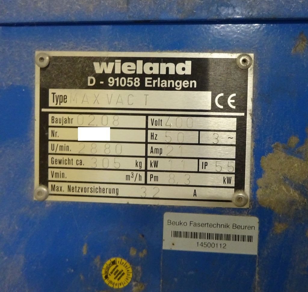 Wieland MAX VAC T Industriestaubsauger zu verkaufen