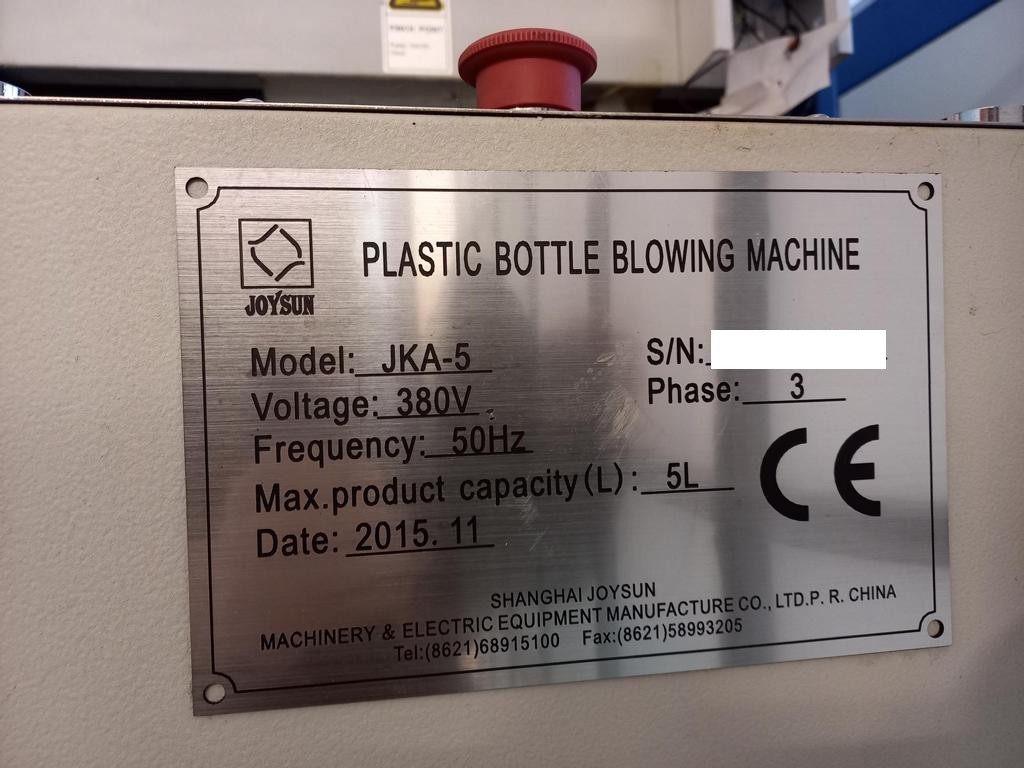 Joysun JKA-5 Flaschenblasmaschine inkl. ca. 15.000 Rohlingen zu verkaufen