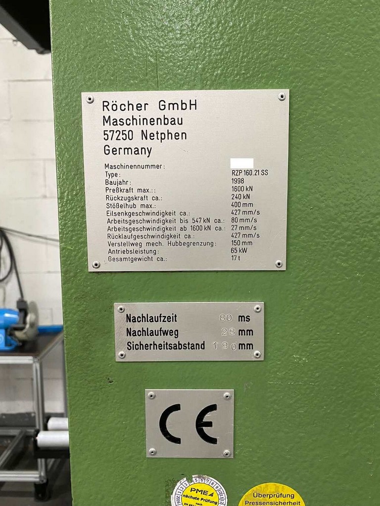 Röcher RZP 160.21 SS hydraulic press for sale