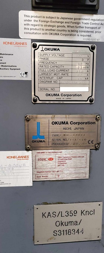 Okuma MU – 400 VA 2x CNC-machines for sale