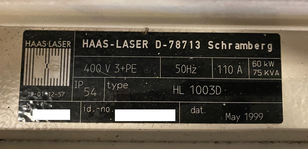 Haas-Laser HL 1003D Festkörperlaser zu verkaufen
