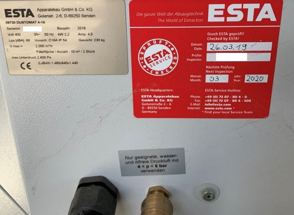 Altendorf/ Esta F45 EvoDrive/Dustomat 4-10 Formatkreissäge und mobiler Entsauger zu verkaufen