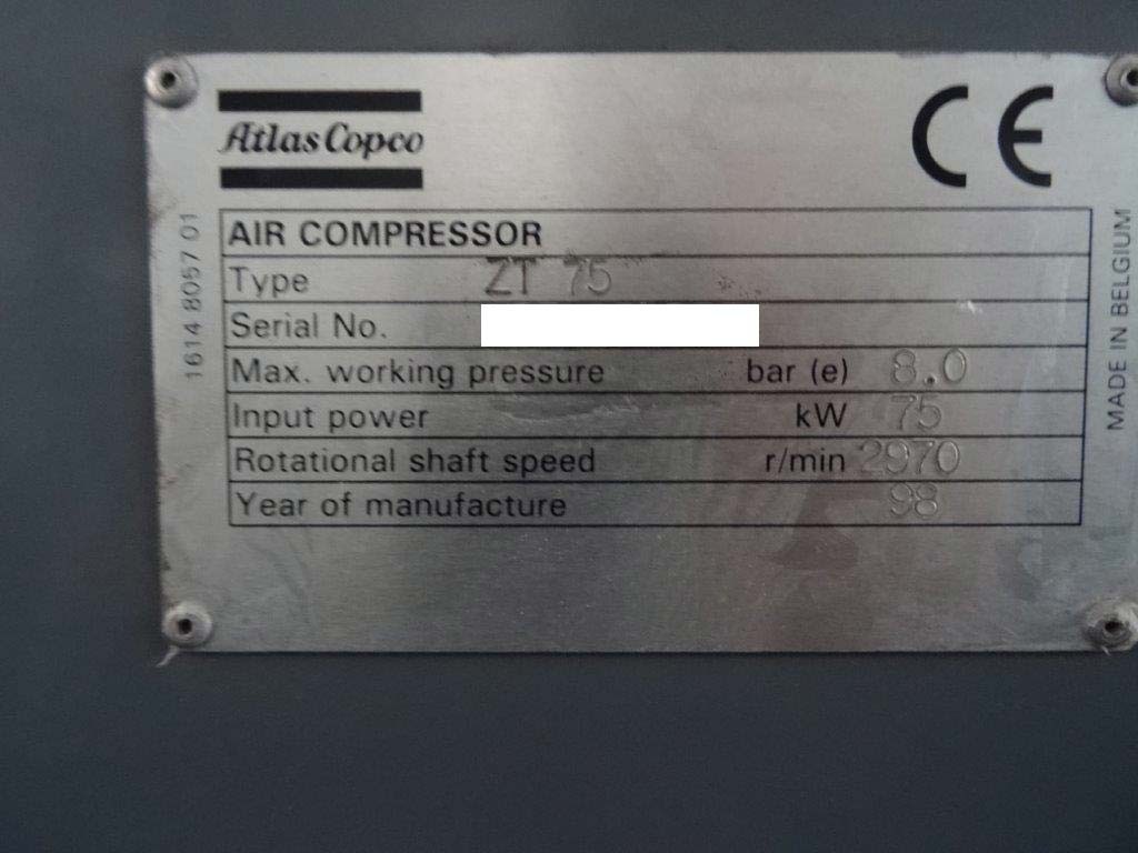 Atlas Copco ZT75/ZT90 2x Druckluftkompressoren inkl. 2x Lufttrockner zu verkaufen