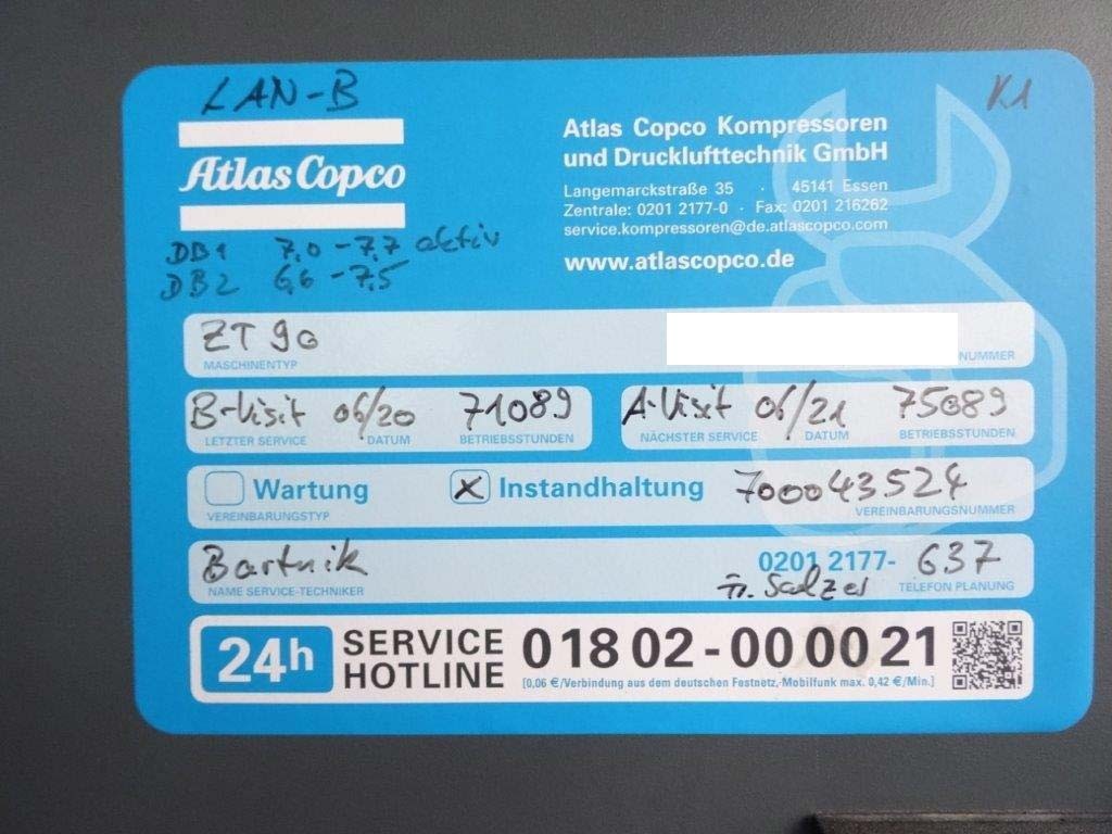 Atlas Copco ZT75/ZT90 2x Druckluftkompressoren inkl. 2x Lufttrockner zu verkaufen