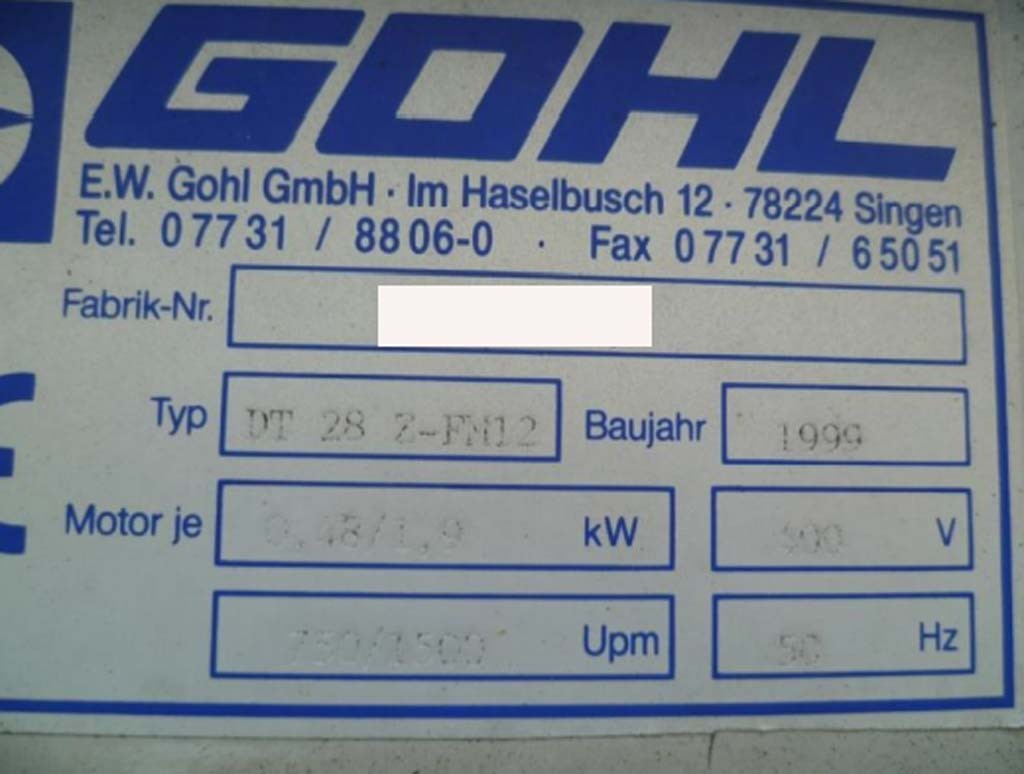 Gohl DT 28 Z-FM12 recooling unit for sale