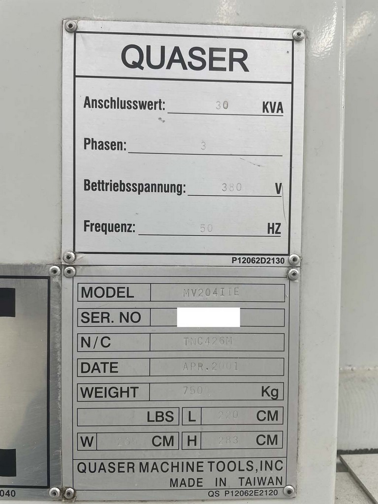 Quaser MV204IIE Fräsmaschine zu verkaufen