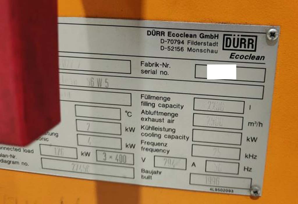 Dürr Ecoclean 86 W 5 Waschmaschine für die Metallteile zu verkaufen