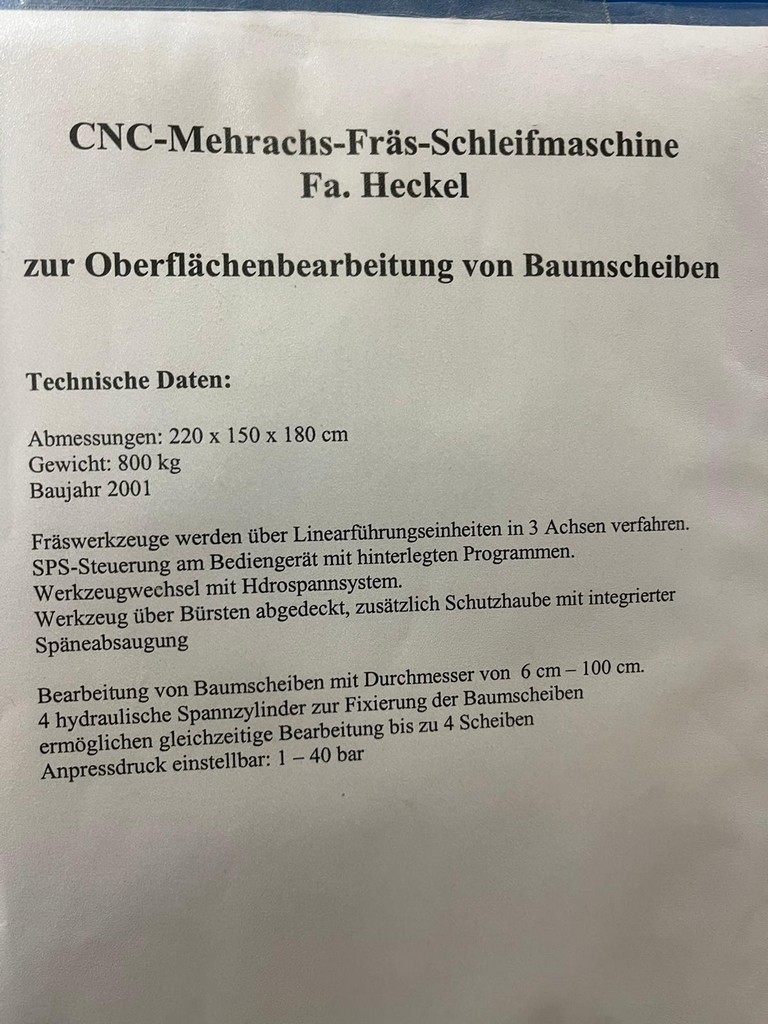 Heckel CNC-Mehrachs-Fräs-Schleifmaschine zu verkaufen
