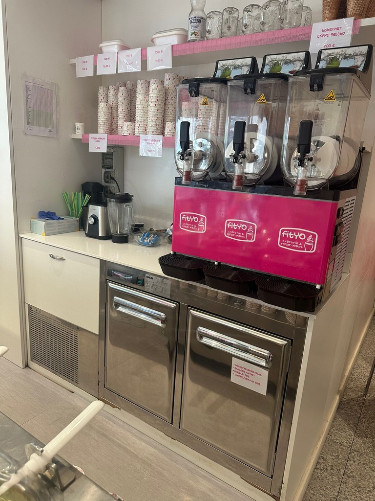 Diverse Lebensmitteltechnik Eisvitrine, Maschinen „Frozen Yoghurt Frigomat“, Kühlvitrinen u.a. zu verkaufen