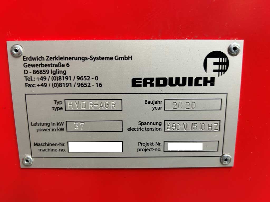 Erdwich HYDR-AGR Stahlschredder Zerkleinerungsmaschine zu verkaufen