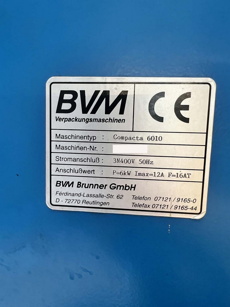 BVM Brunner Compacta 6010 packaging machine with the film shrink tunnel for sale