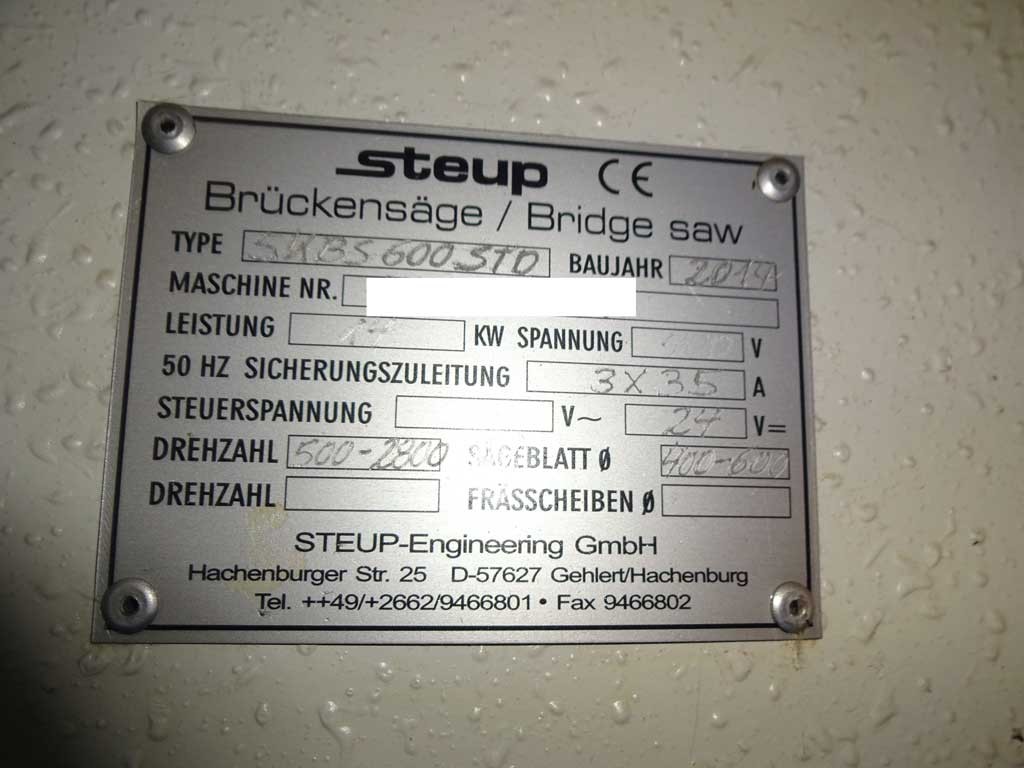 STEUP-Engineering SKBS 600 STD Steinsägeanlage, Absauganlage, Kompressor u.a. zu verkaufen